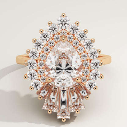 Pear Cut Cluster Lab-Grown Diamond Engagement Ring