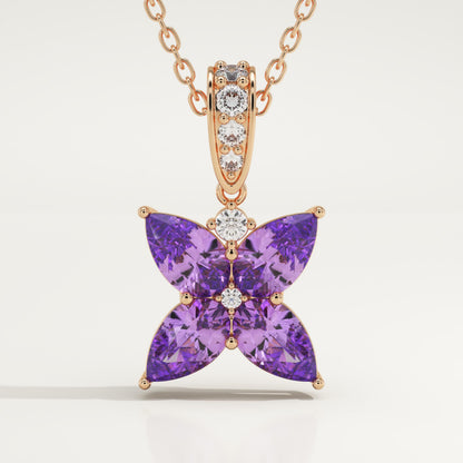 0.72 TCW Round & Pear February-Amethyst Birthstone Necklace