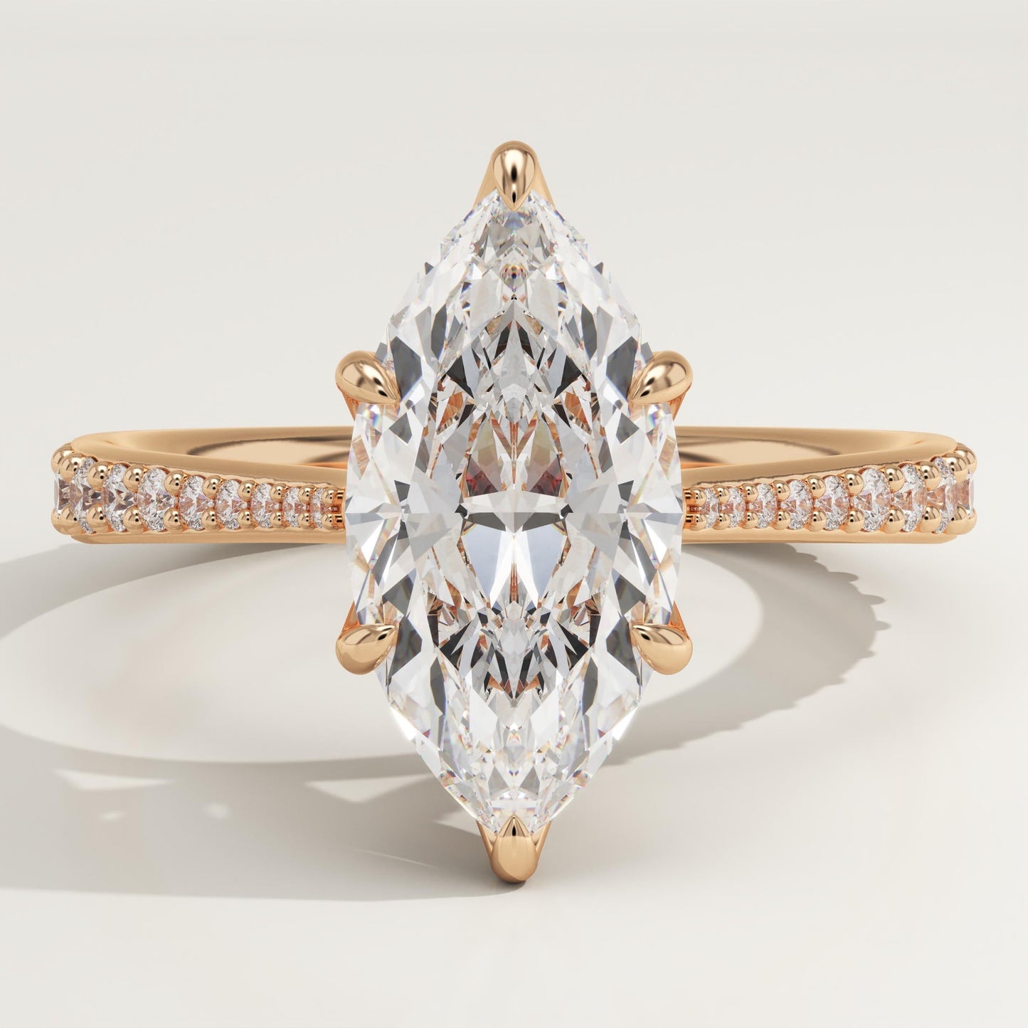 1.75 CT Marquise Cut Pave Cathedral Moissanite Engagement Ring