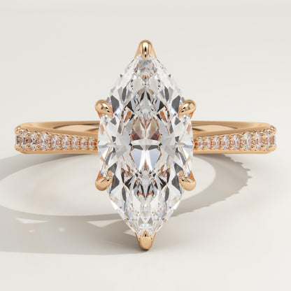 1.75 CT Marquise Cut Pave Cathedral Moissanite Engagement Ring