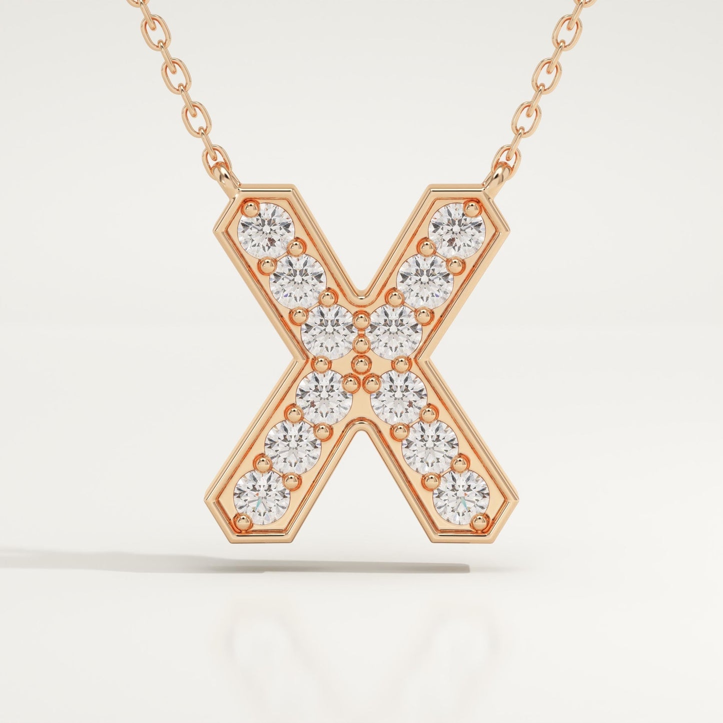 0.31 TCW Round Lab-Grown Diamond X Initial Necklace