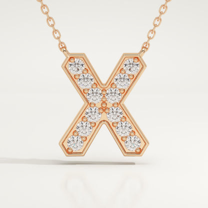 0.31 TCW Round Lab-Grown Diamond X Initial Necklace