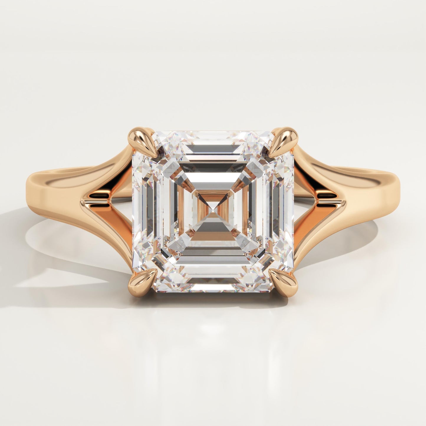 Asscher Cut Solitaire Split Shank Lab-Grown Diamond Engagement Ring