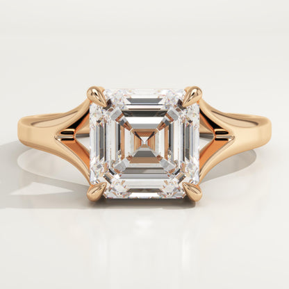 Asscher Cut Solitaire Split Shank Lab-Grown Diamond Engagement Ring