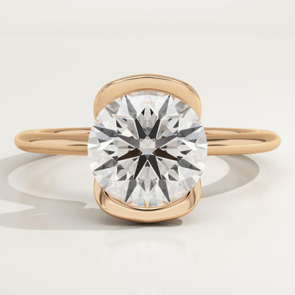 Round Cut Half Bezel Lab-Grown Diamond Engagement Ring