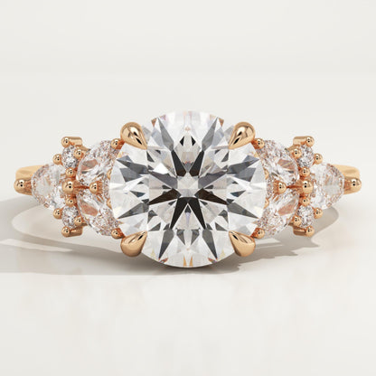Round Cut Cluster Lab-Grown Diamond Engagement Ring