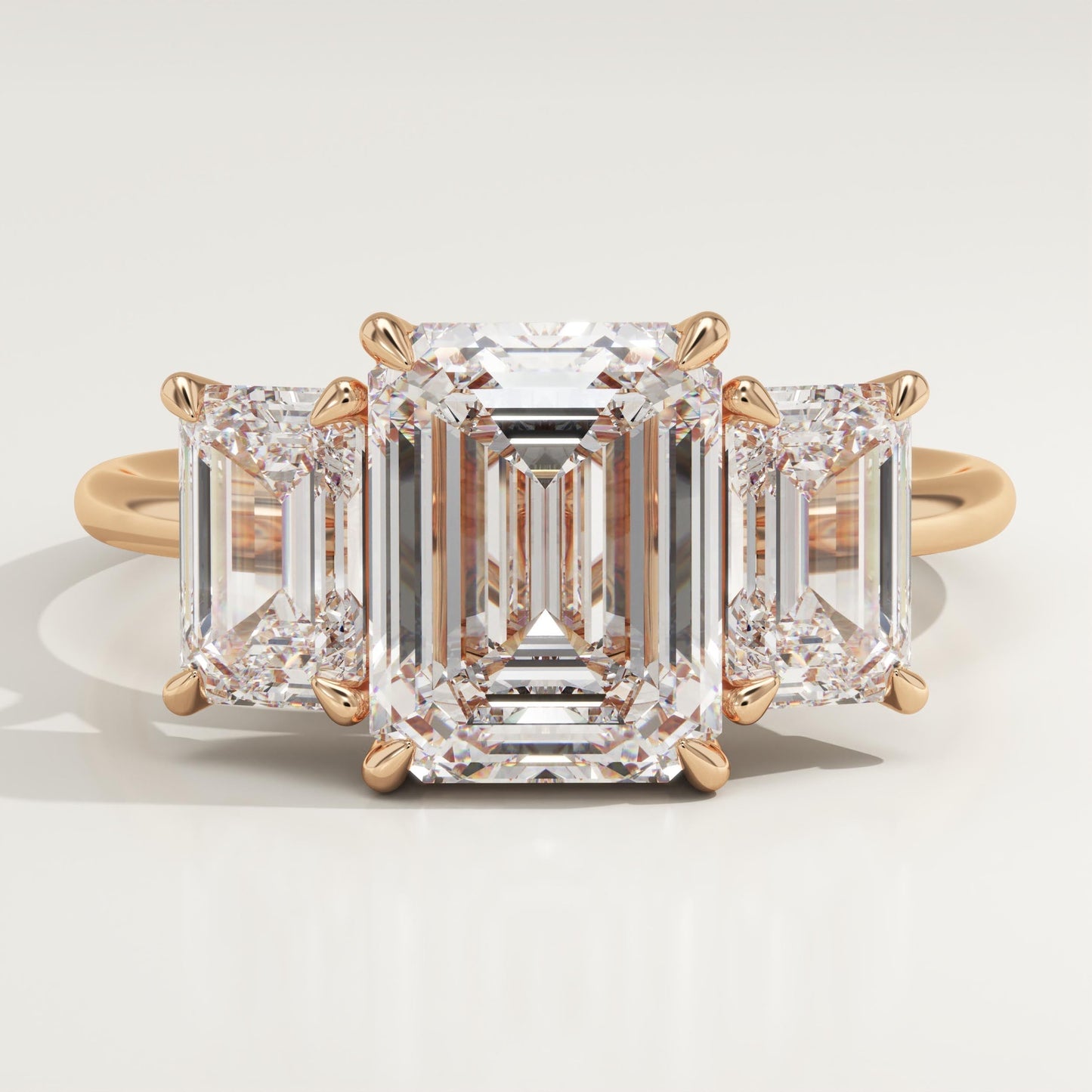Emerald Cut Three Stone Lab-Grown Diamond Engagement Ring