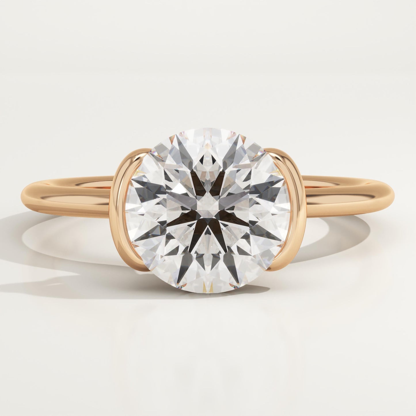 Round Cut Half Bezel Lab-Grown Diamond Engagement Ring