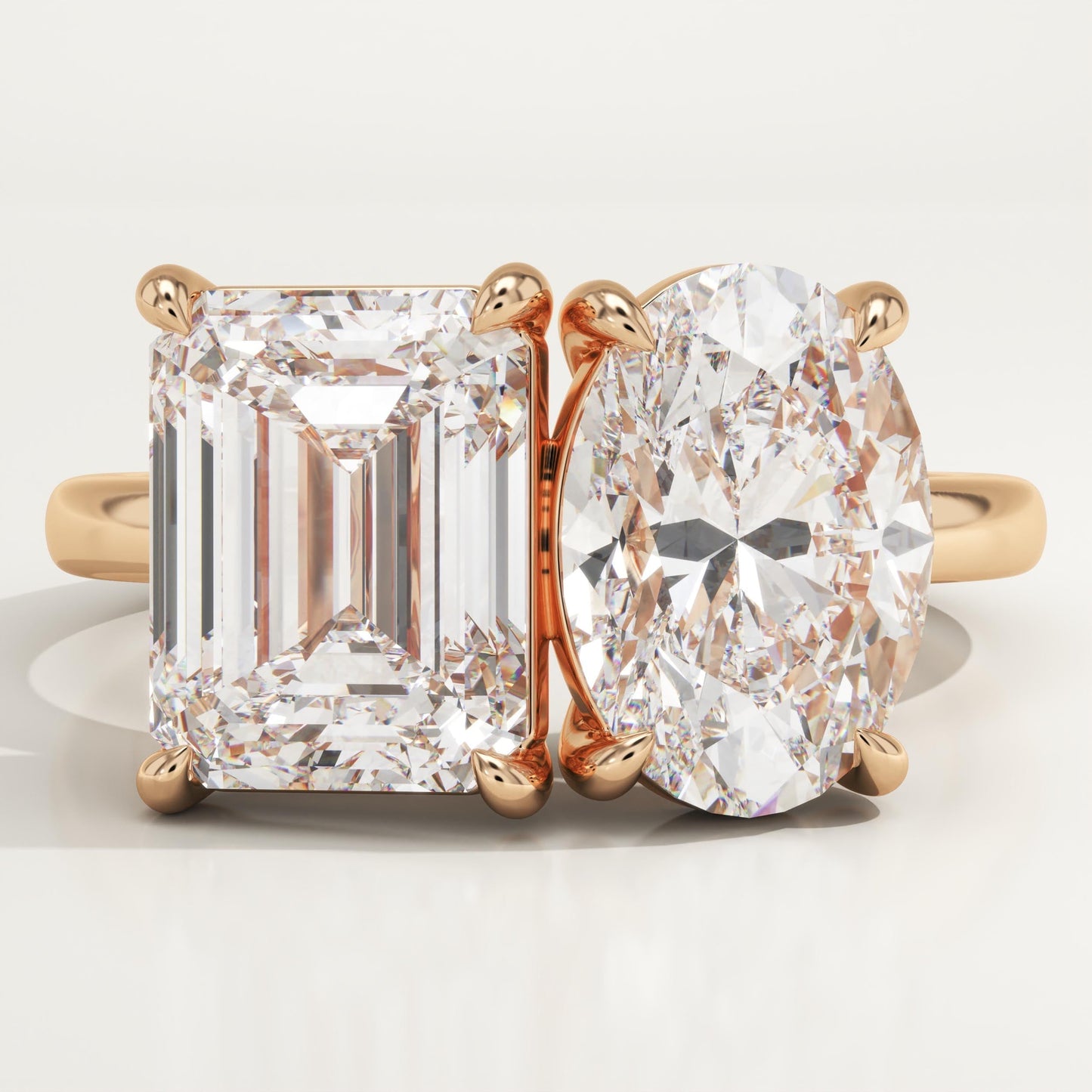 4.5 TCW Emerald & Oval Cut Toi Et Moi Lab-Grown Diamond Engagement Ring