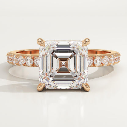 Asscher Cut Pave Lab-Grown Diamond Engagement Ring