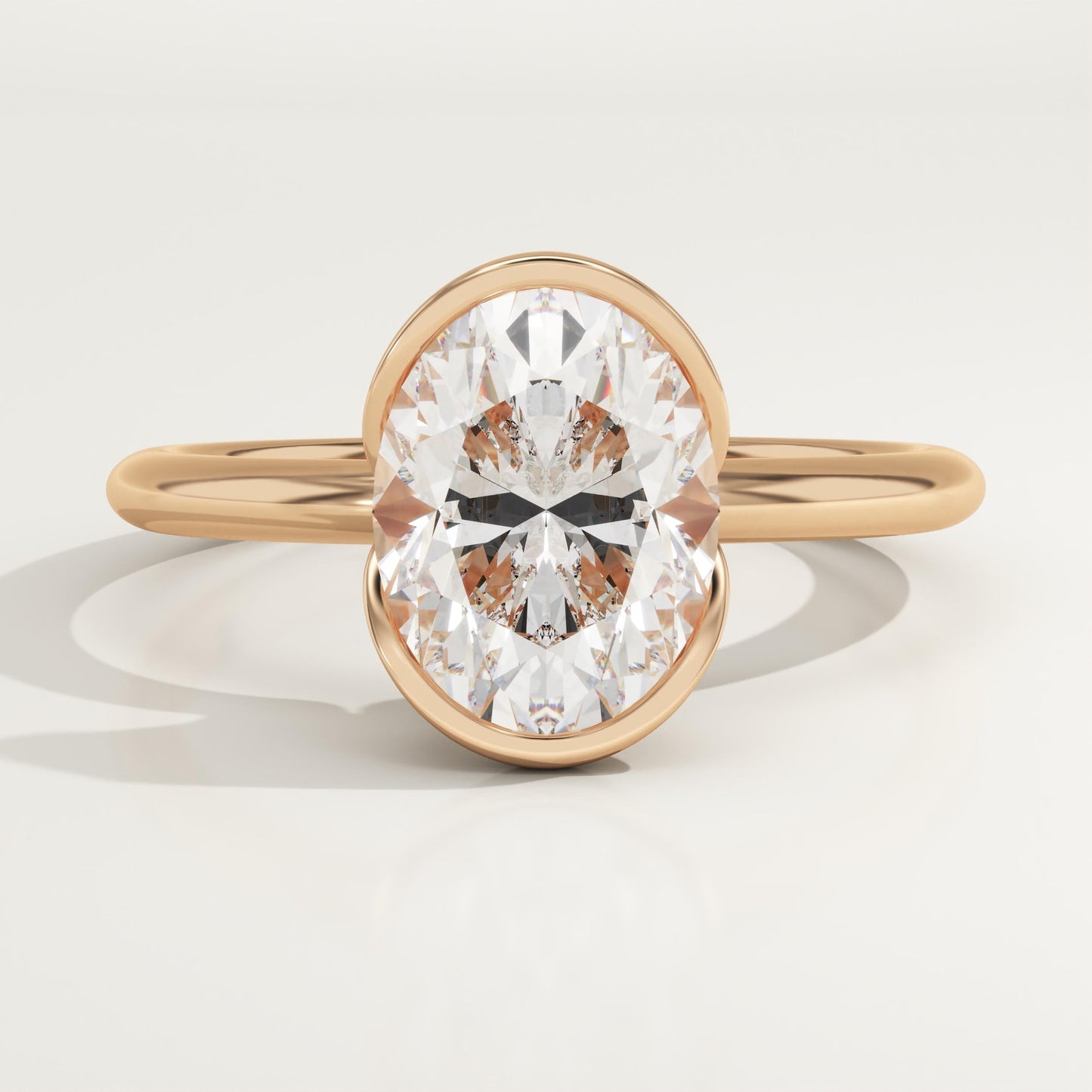 Oval Cut Half Bezel Lab-Grown Diamond Engagement Ring