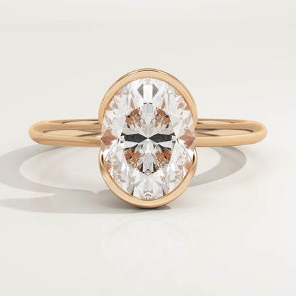 Oval Cut Half Bezel Lab-Grown Diamond Engagement Ring