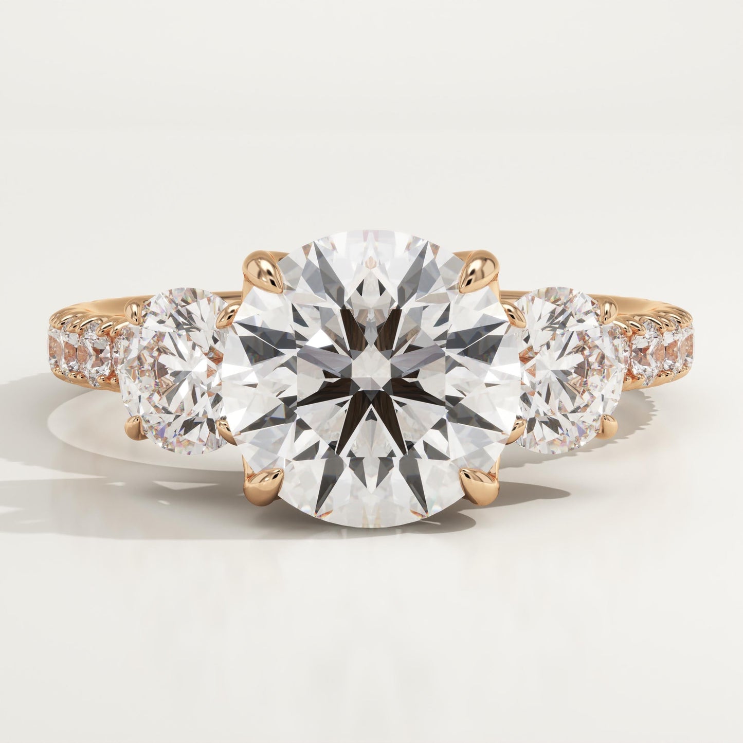 2 CT Round Cut Three Stone Moissanite Engagement Ring
