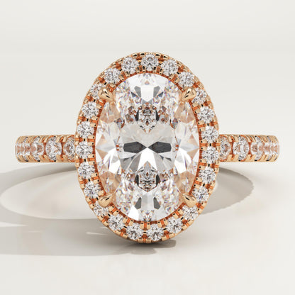 Oval Cut Halo & Pave Lab-Grown Diamond Engagement Ring