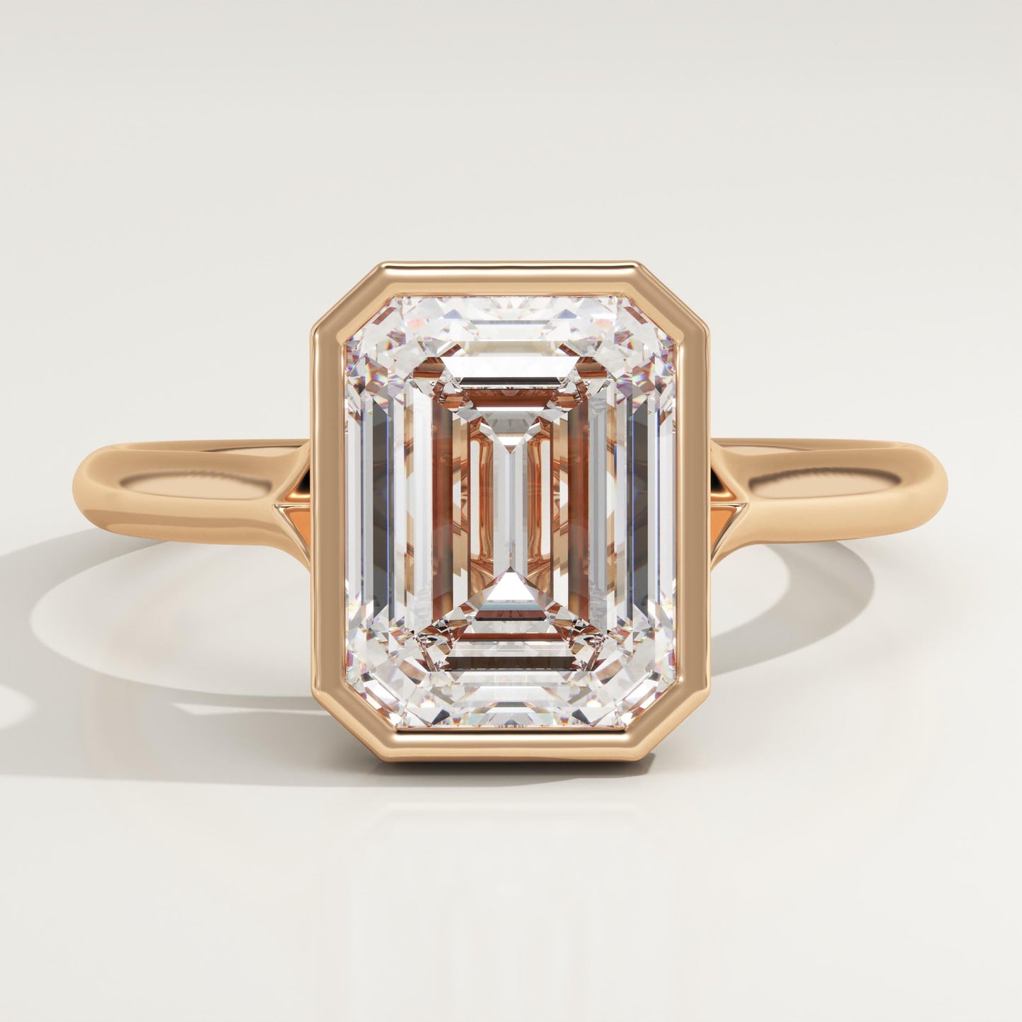 Emerald Cut Bezel Split Shank Lab-Grown Diamond Engagement Ring
