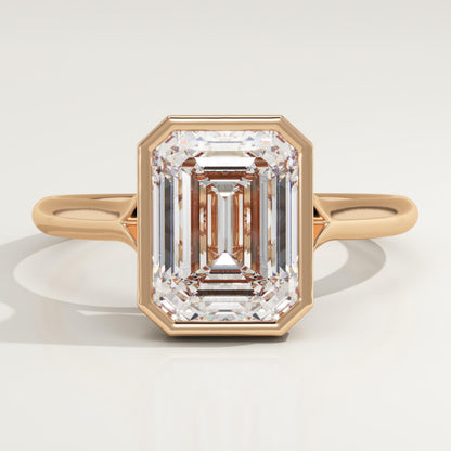 Emerald Cut Bezel Split Shank Lab-Grown Diamond Engagement Ring