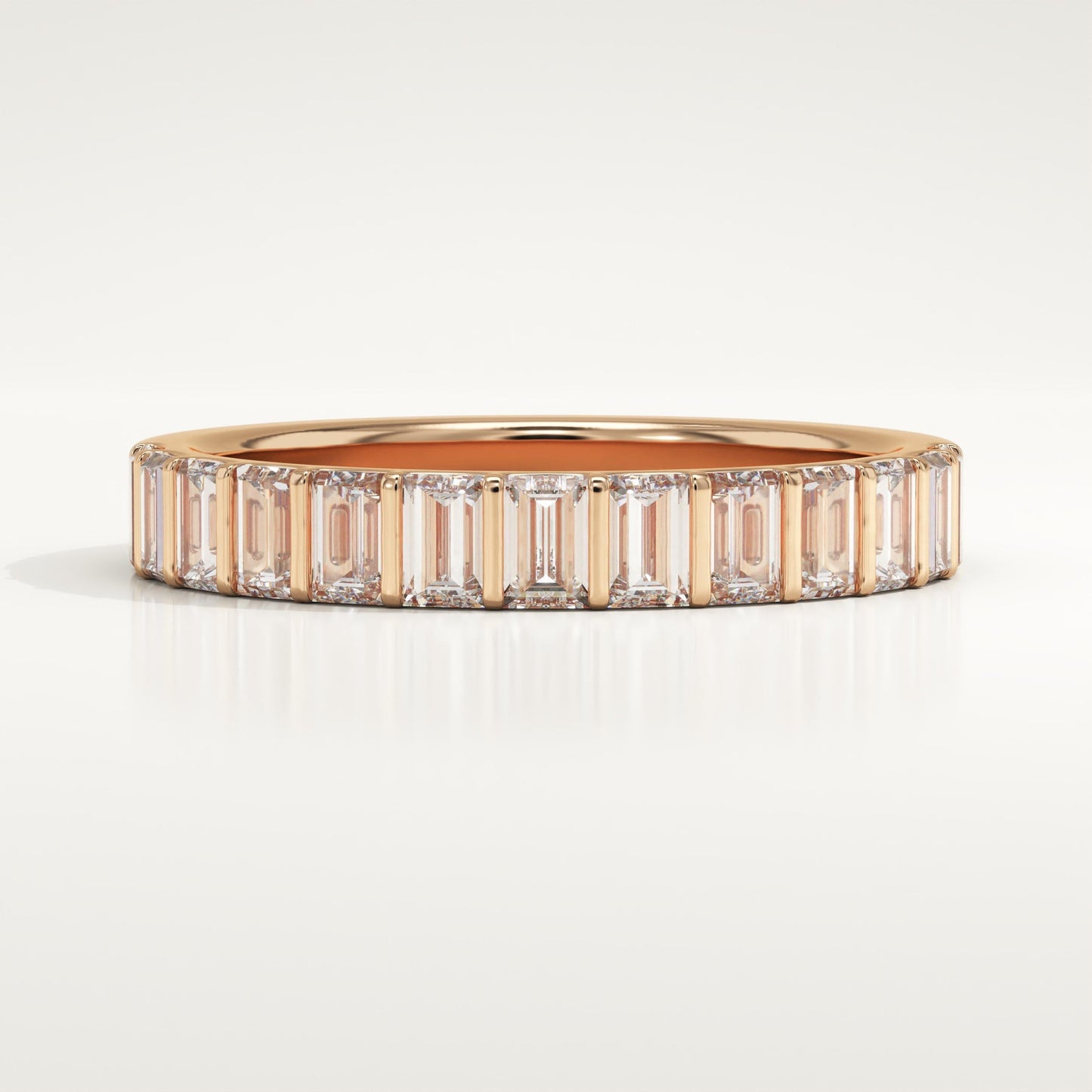 1.08 TCW Baguette Lab-Grown Diamond Half Eternity Wedding Band