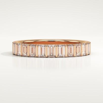 1.08 TCW Baguette Lab-Grown Diamond Half Eternity Wedding Band