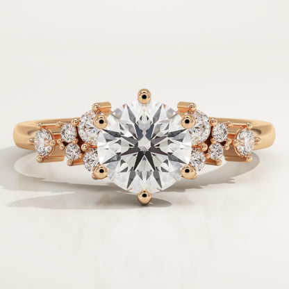 Round Cut Cluster Lab-Grown Diamond Engagement Ring