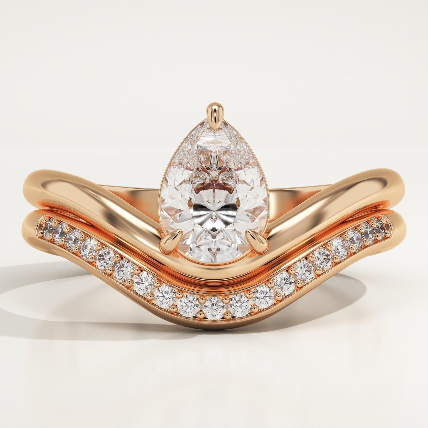 Pear Cut Solitaire Lab-Grown Diamond Bridal Set