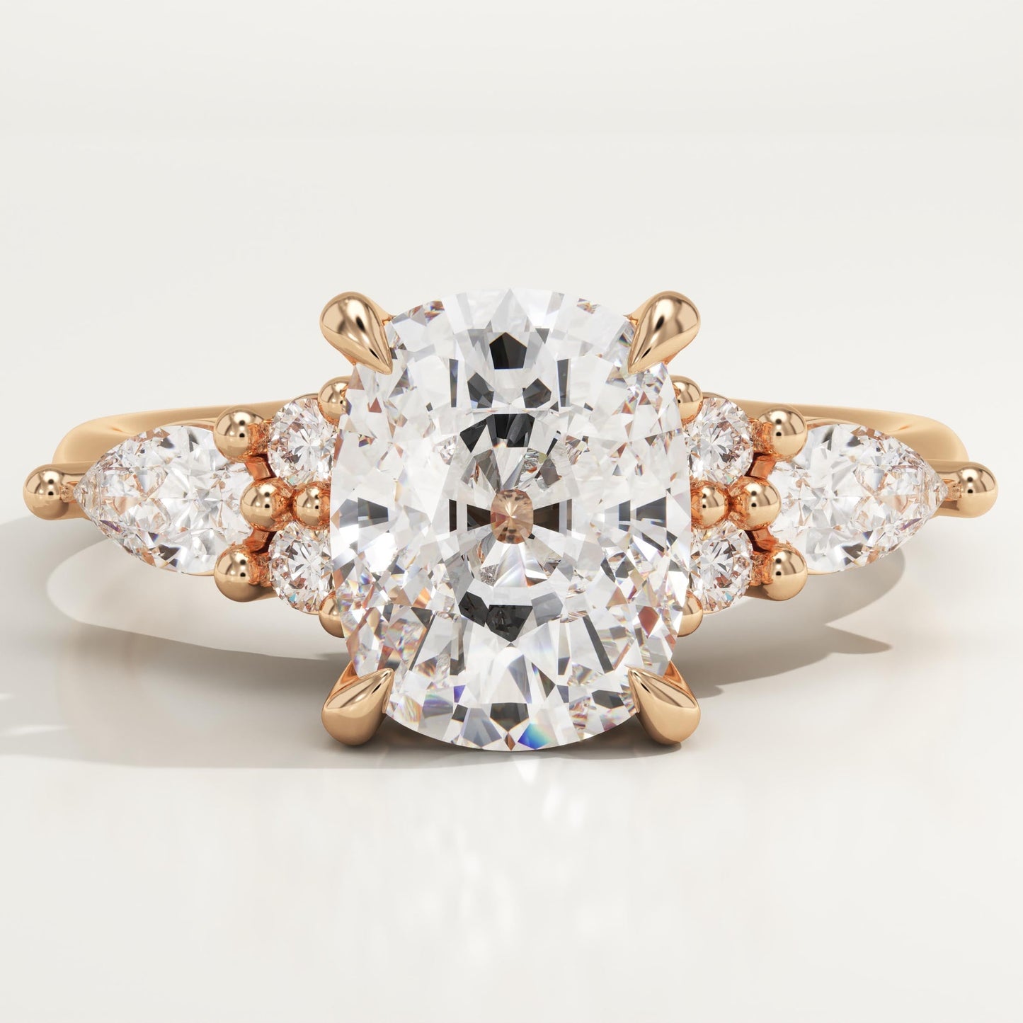 Elongated Cushion Cut Cluster Lab-Grown Diamond Engagement Ring