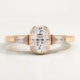 2.0 CT Cushion Cut Three Stone Half Bezel Lab-Grown Diamond Engagement Ring