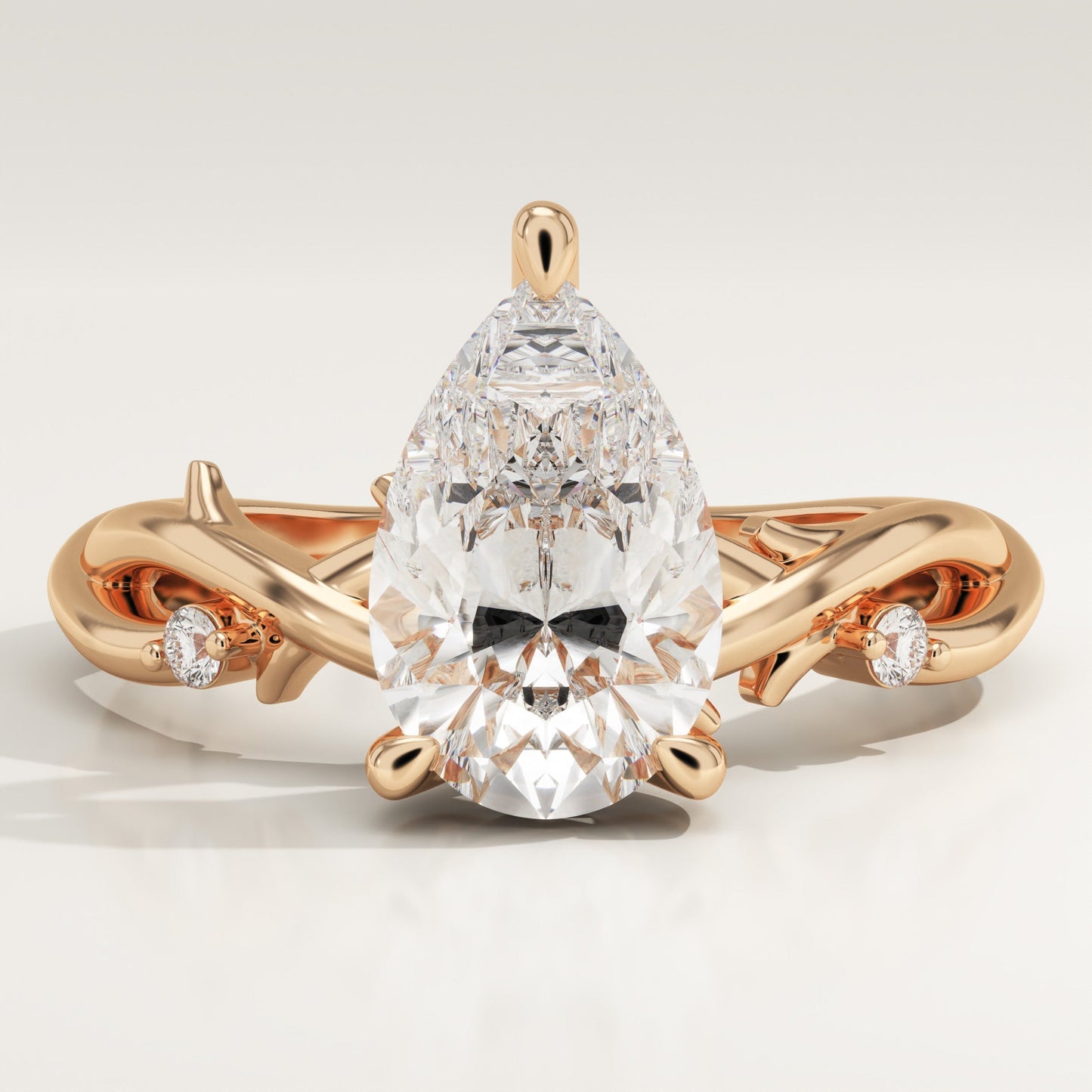 Pear Cut Twig Lab-Grown Diamond Engagement Ring
