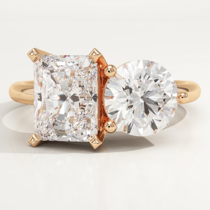 5 TCW Radiant & Round Cut Toi Et Moi Lab-Grown Diamond Engagement Ring