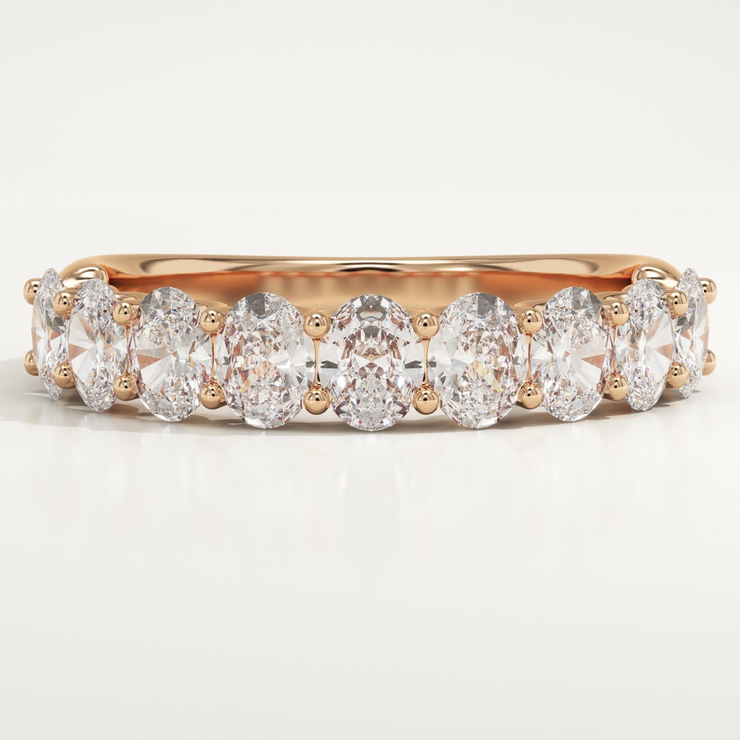 1.35 TCW Oval Lab-Grown Diamond Half Eternity Wedding Band