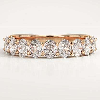 1.35 TCW Oval Lab-Grown Diamond Half Eternity Wedding Band
