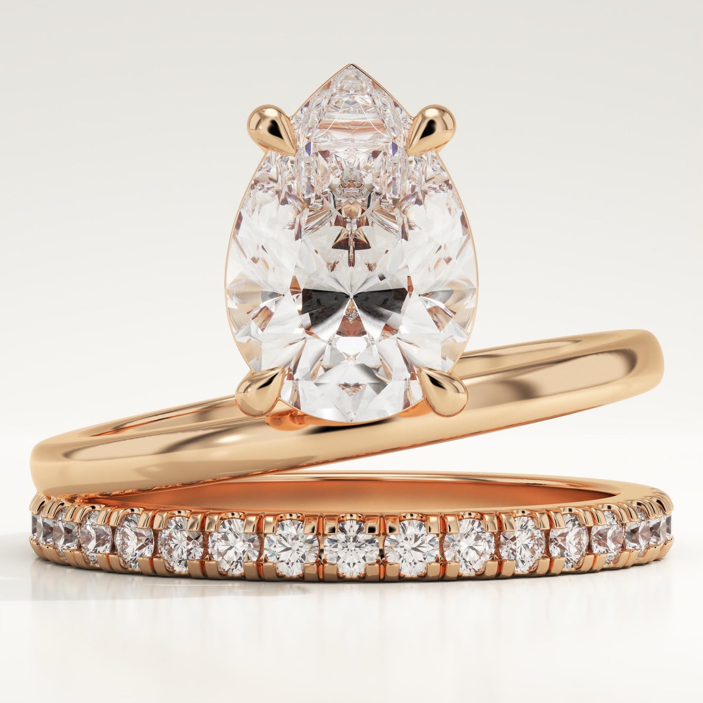 Pear Cut Pave Lab-Grown Diamond Engagement Ring