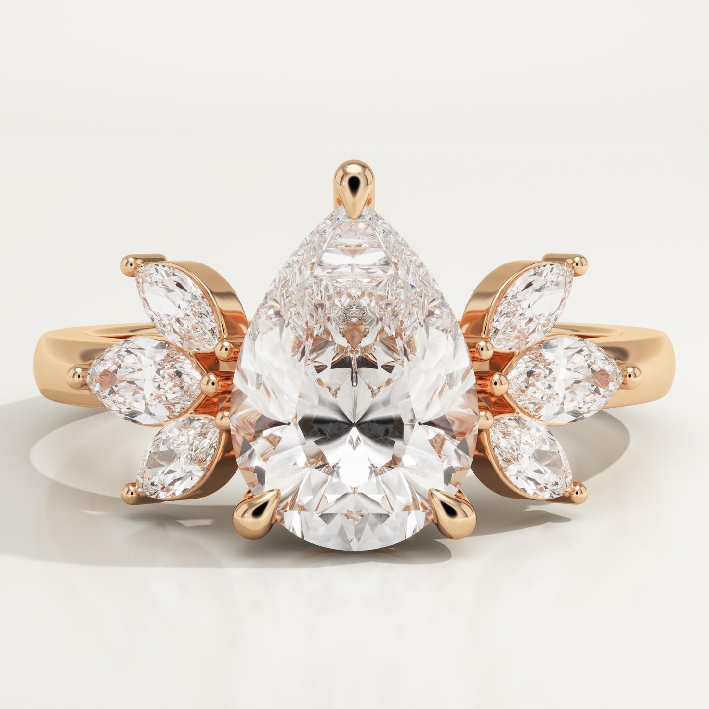 Pear Cut Cluster Lab-Grown Diamond Engagement Ring