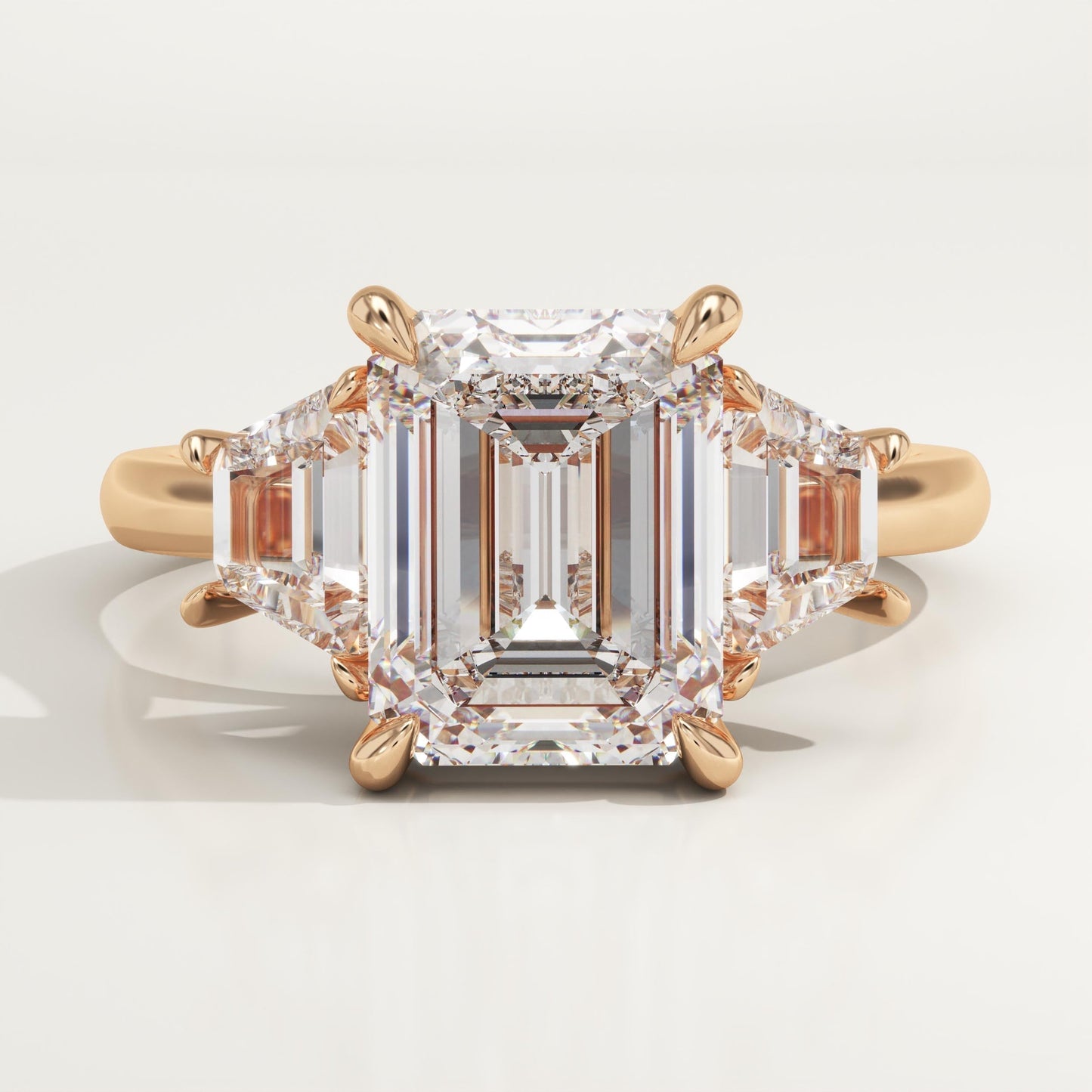 Emerald Cut Three Stone Lab-Grown Diamond Engagement Ring