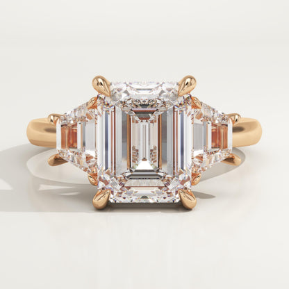 Emerald Cut Three Stone Lab-Grown Diamond Engagement Ring