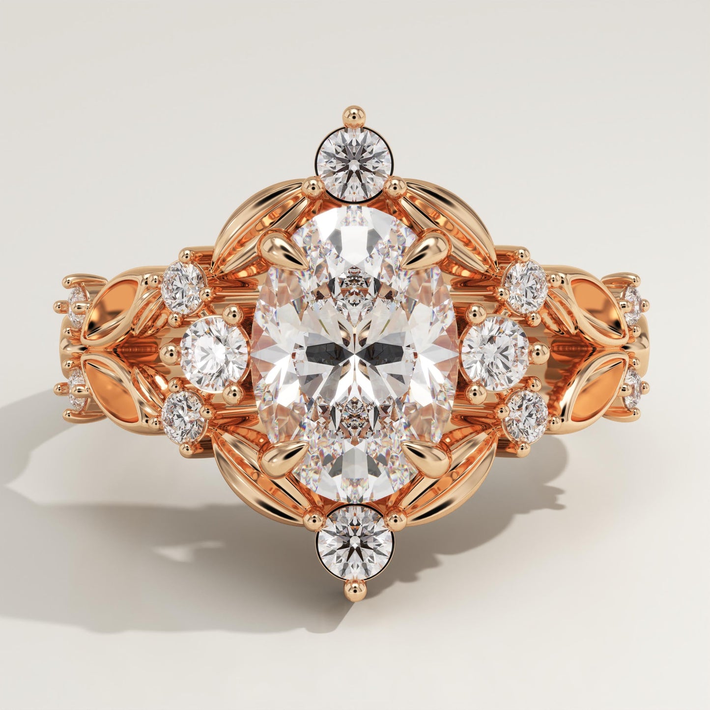 Oval Cut Nature Inspired Lab-Grown Diamond Engagement Ring