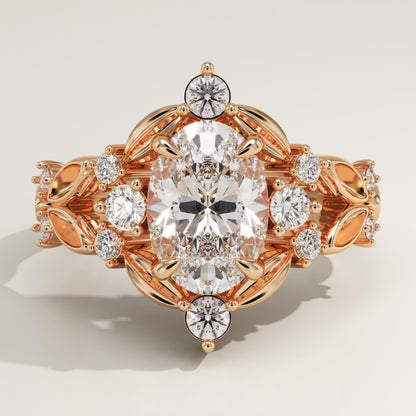 Oval Cut Nature Inspired Lab-Grown Diamond Engagement Ring