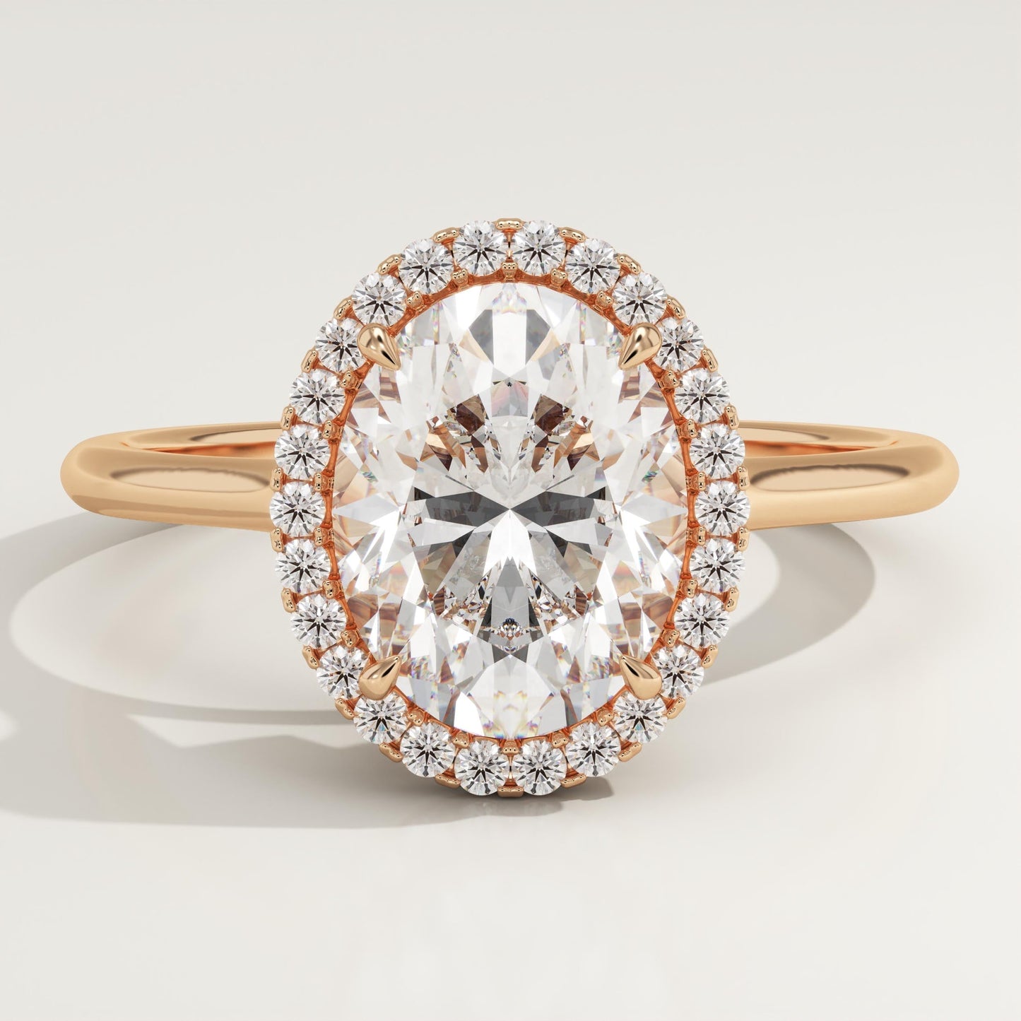 Oval Cut Halo Split Shank Lab-Grown Diamond Engagement Ring