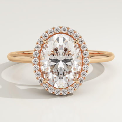 Oval Cut Halo Split Shank Lab-Grown Diamond Engagement Ring