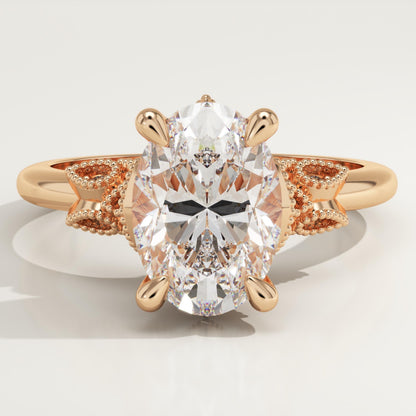 Oval Cut Cluster Lab-Grown Diamond Engagement Ring