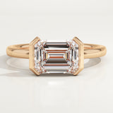 2.0 CT Emerald Cut Half Bezel Lab-Grown Diamond Engagement Ring