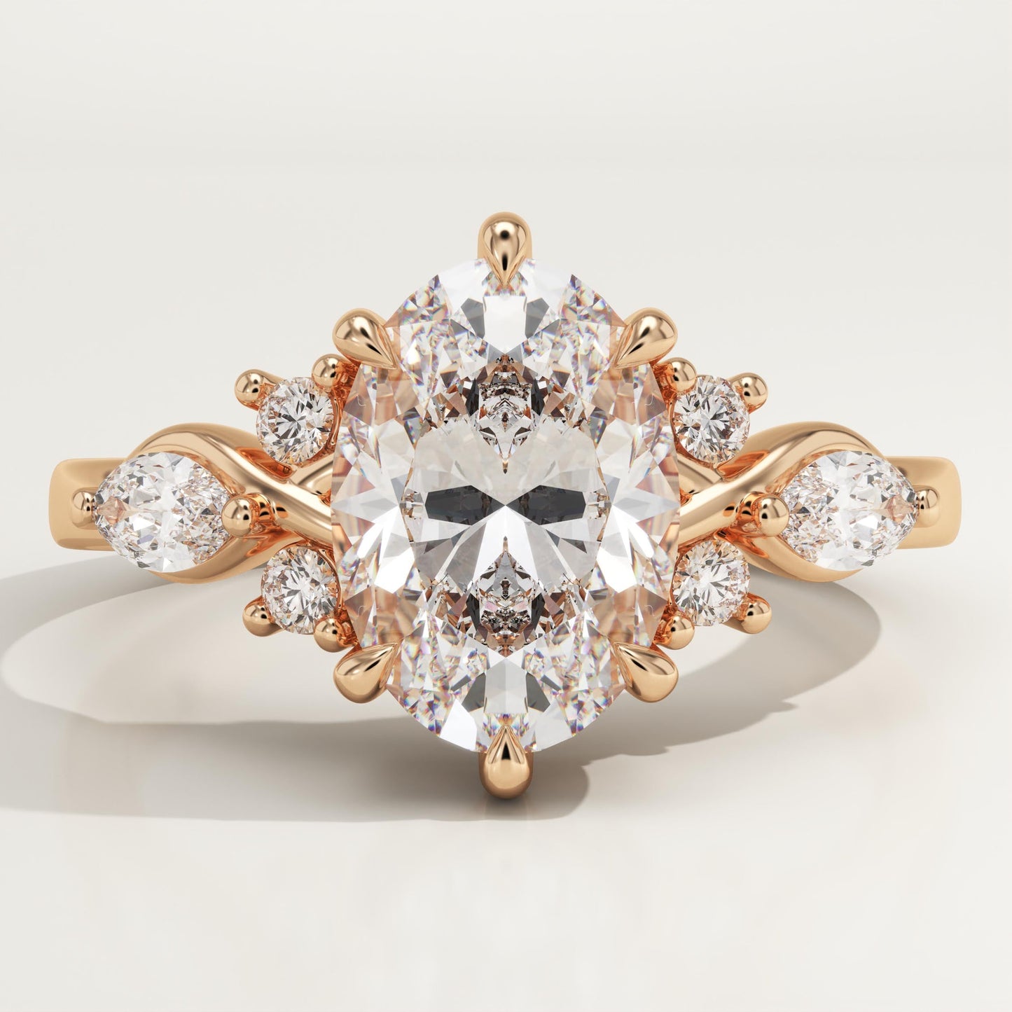 Oval Cut Nature Inspired Lab-Grown Diamond Engagement Ring