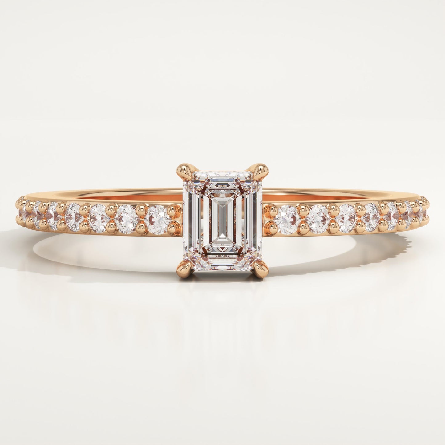 Emerald Cut Pave Lab-Grown Diamond Engagement Ring