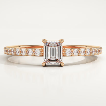 Emerald Cut Pave Lab-Grown Diamond Engagement Ring