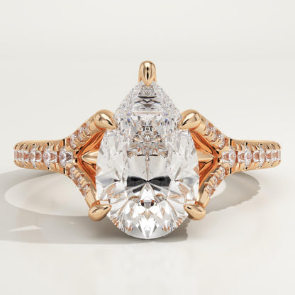 Pear Cut Pave Split Shank Lab-Grown Diamond Engagement Ring