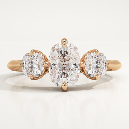 Elongated Cushion Cut Three Stone Lab-Grown Diamond Engagement Ring