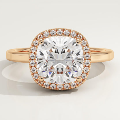 Cushion Cut Halo Lab-Grown Diamond Engagement Ring
