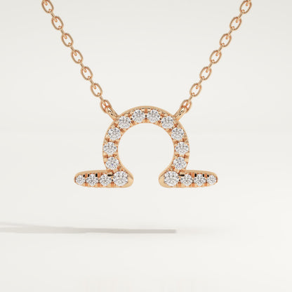 0.101 CT Round Lab-Grown Diamond Libra Zodiac Necklace
