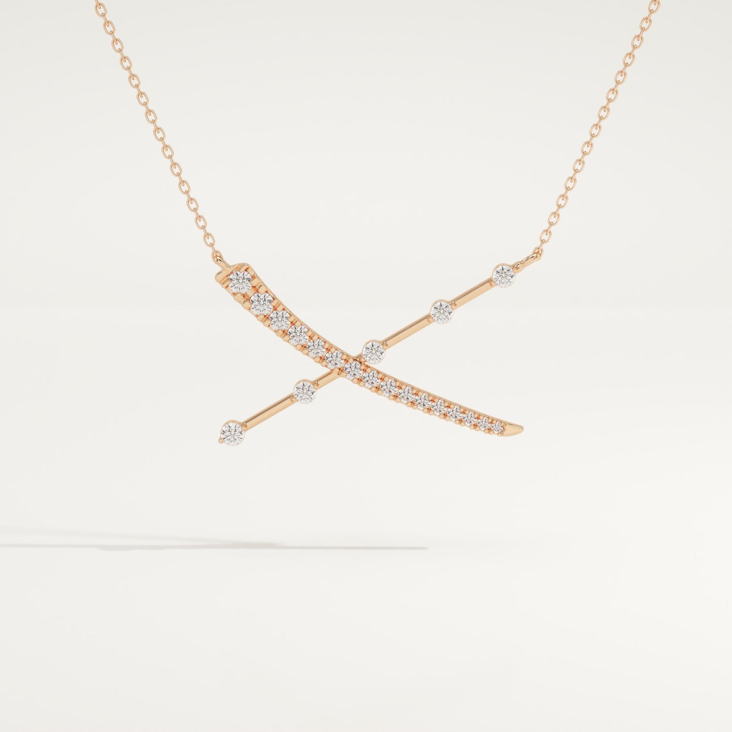 0.34 TCW Round Lab-Grown Diamond X Initial Necklace