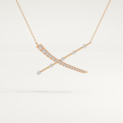 0.34 TCW Round Lab-Grown Diamond X Initial Necklace