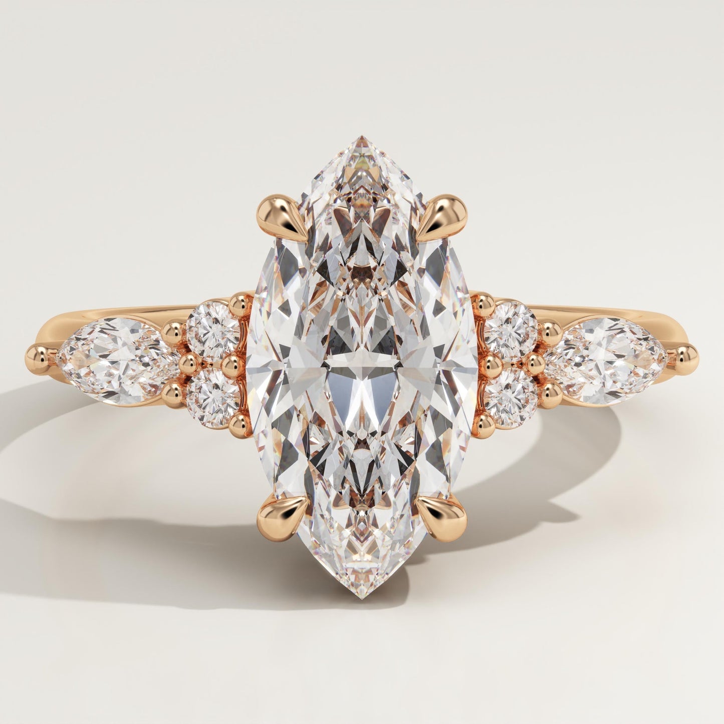 Marquise Cut Cluster Lab-Grown Diamond Engagement Ring